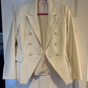 Milly Inez Women's Cream vegan leather Blazer